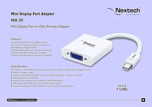 Mini DP-Display Port to VGA Nextech NA20-3.webp