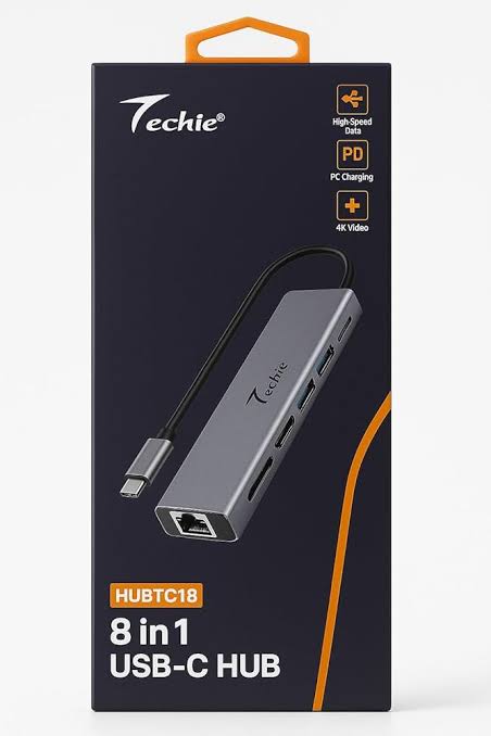 Convertor Techie Type C to HDMI/GL/U3.0/CR/Type C 8 in1HUBTC18