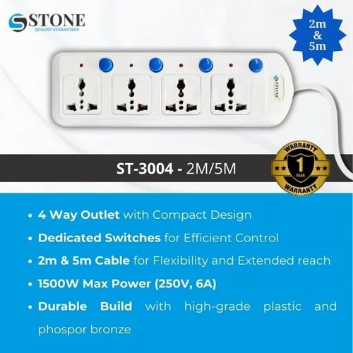 Spike Stone ST4-3004 4 Socket 5Mt Ind Switch
