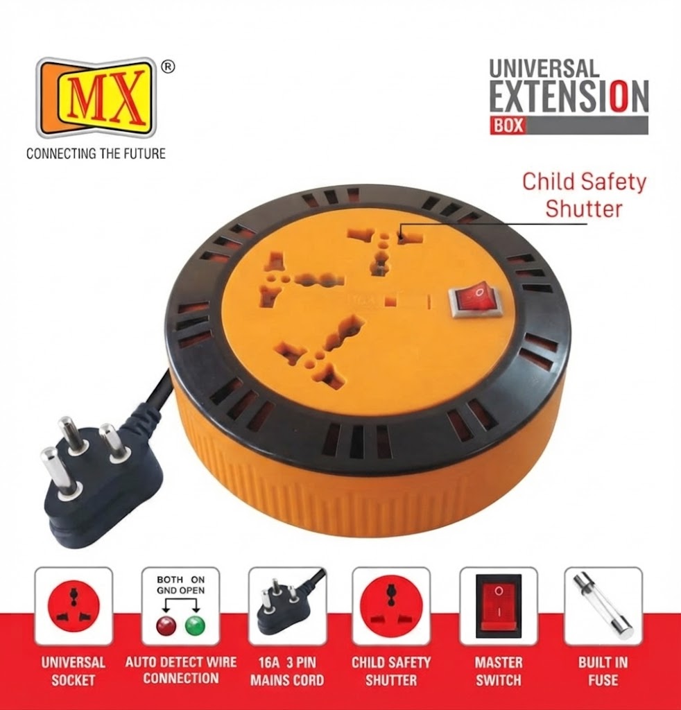 Extension Box MX 1166 3 Socket 6Mt 