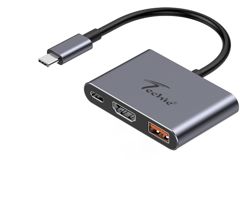 Convertor Techie Type C to HDMI/USB/Type C 3 in1 HUBTC8