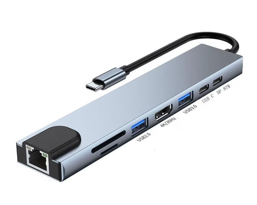 Convertor Techie Type C to HDMI/GL/U3.0/CR/Type C 8 in1HUBTC18